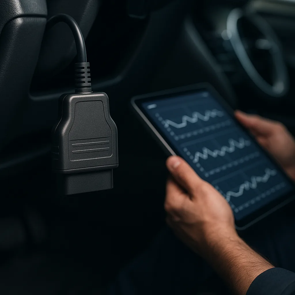 Mechanic running computer diagnostics on a vehicle in Noosaville